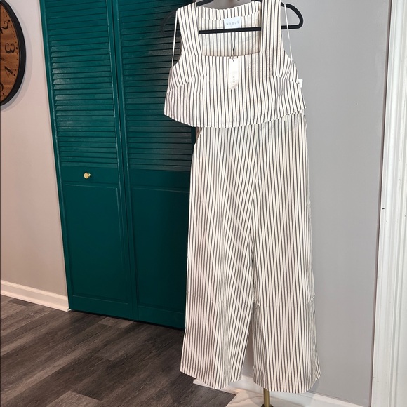MABLE NEW Crop Top & Pant Women's Cream Striped Sleeveless 2 Piece Set - M $198 - Picture 11 of 16